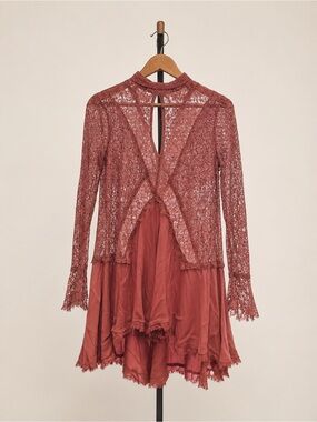 Dusty Rose Lace Overlay Dress  - Free People